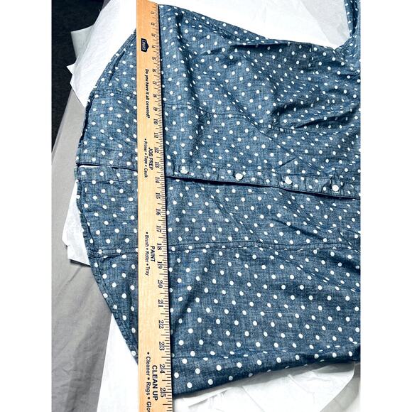 Talbots womens size 18WP button-up top grey/white polk-a-dot long sleeve career - Picture 6 of 10